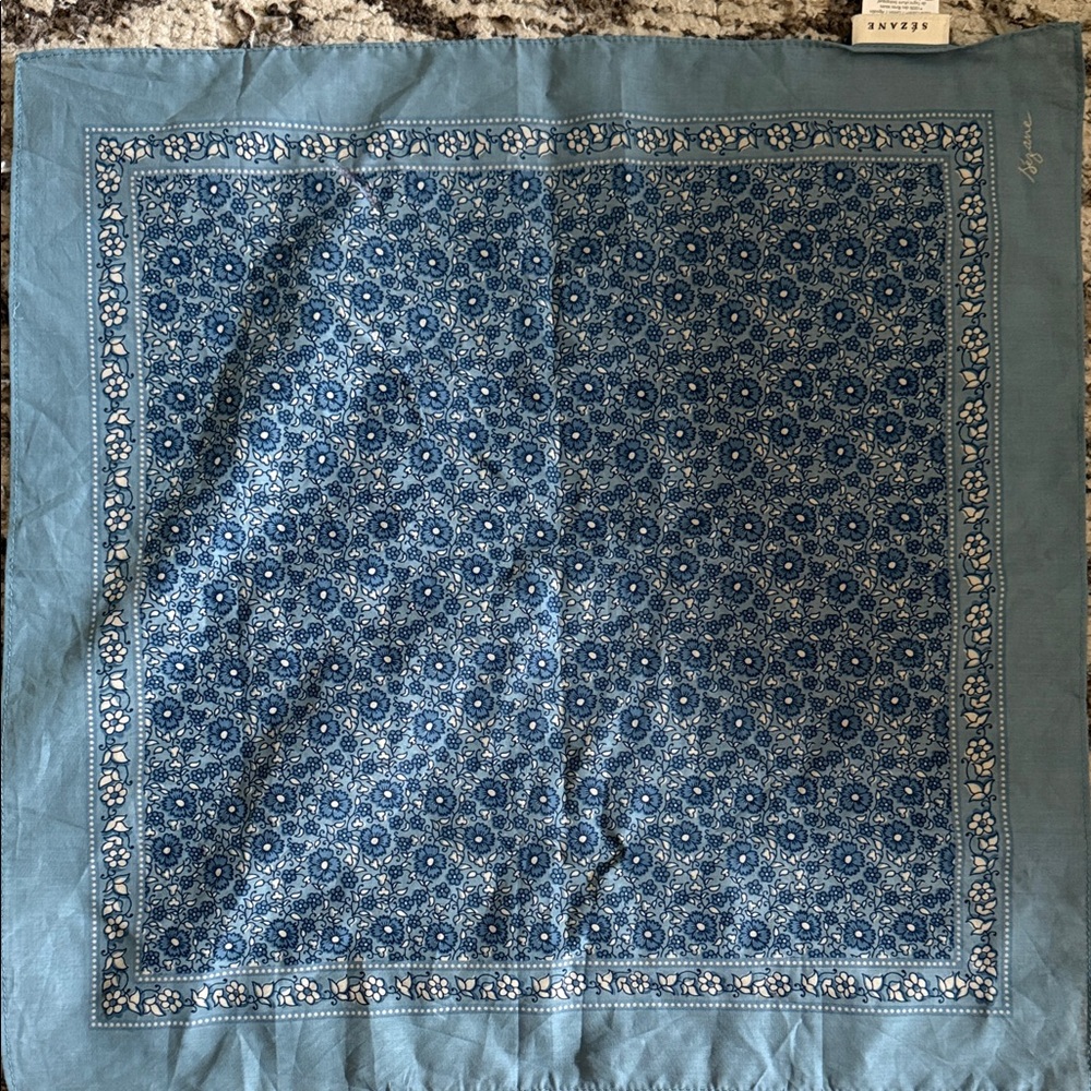 Sezane Blue Patterned Scarf